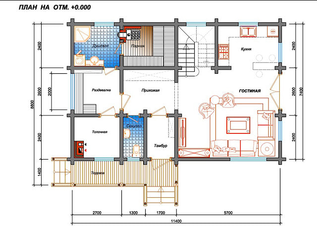 Проекты домов: дом из клееного бруса 148 м²