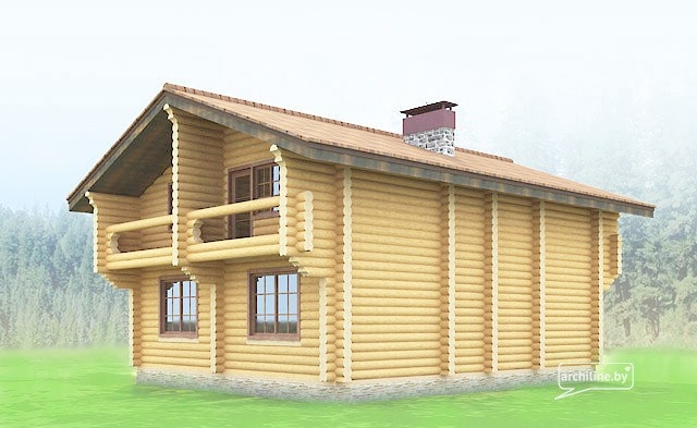 Проекты домов: деревянный дом из бревна 131 м²