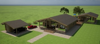 Деревянный дом из клееного бруса «Комплекс Галица» 272.85 м² — проект 2025 года