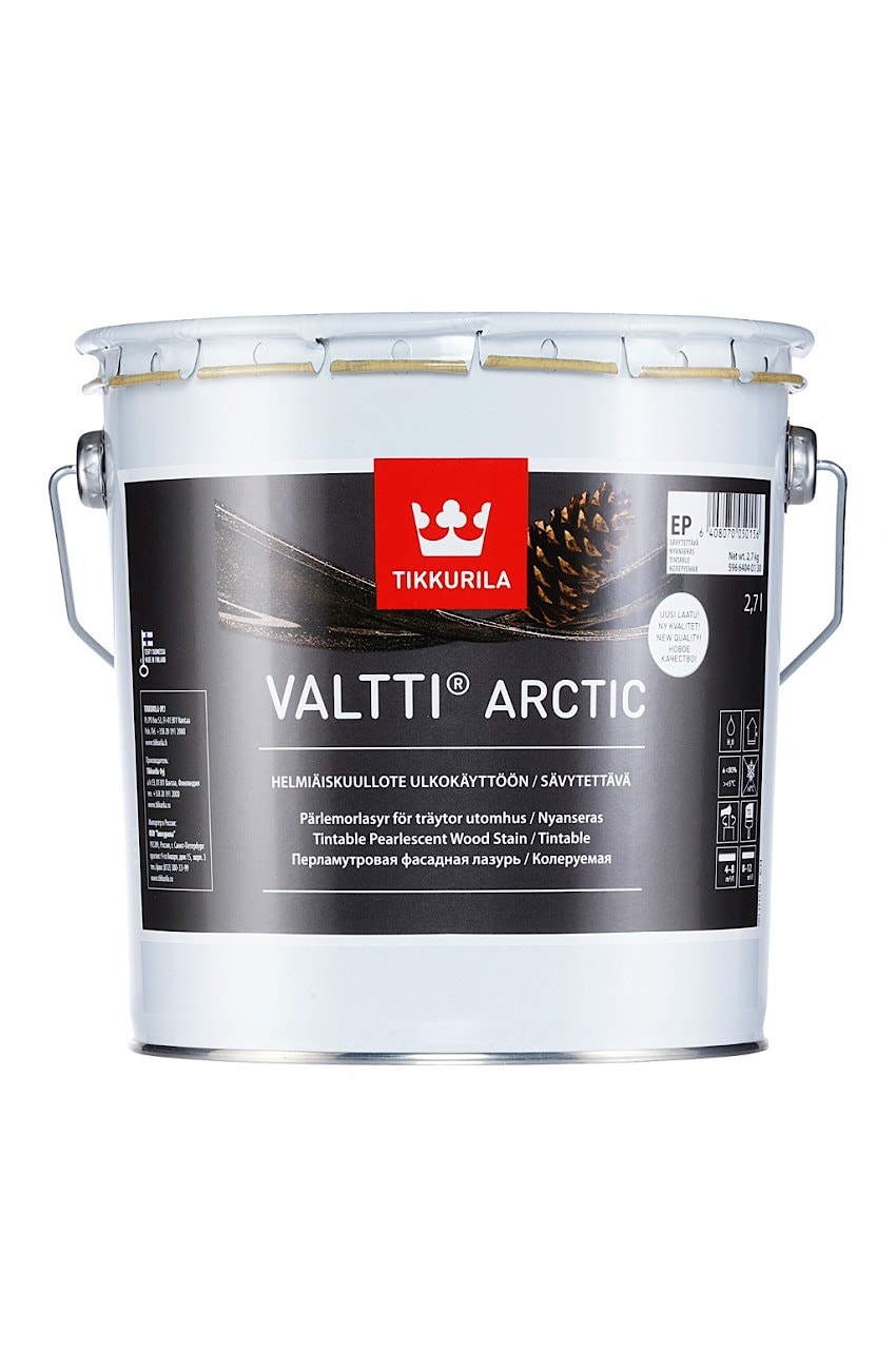 Антисептик для обработки древесины, масло для дерева Валтти Арктик перламутровая (краска для перламутрового эффекта) фасадная лазурь Тиккурила для наружных стен   