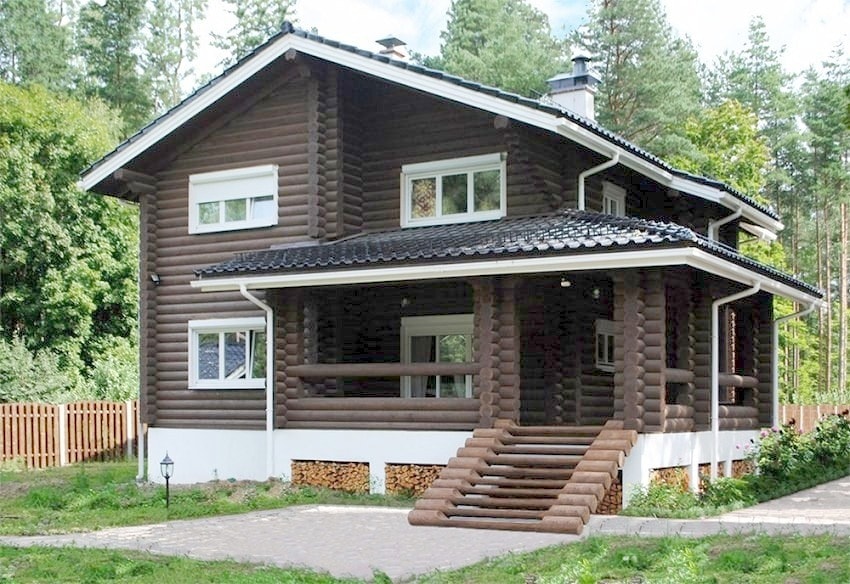 Деревянный дом с террасой «Красивый», 227 м²   