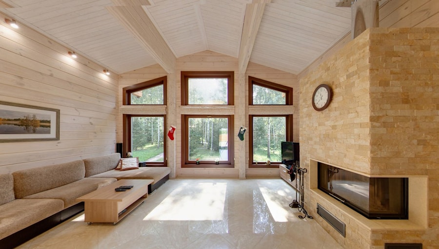 Дизайн интерьера деревянного дома из клеенного бруса   