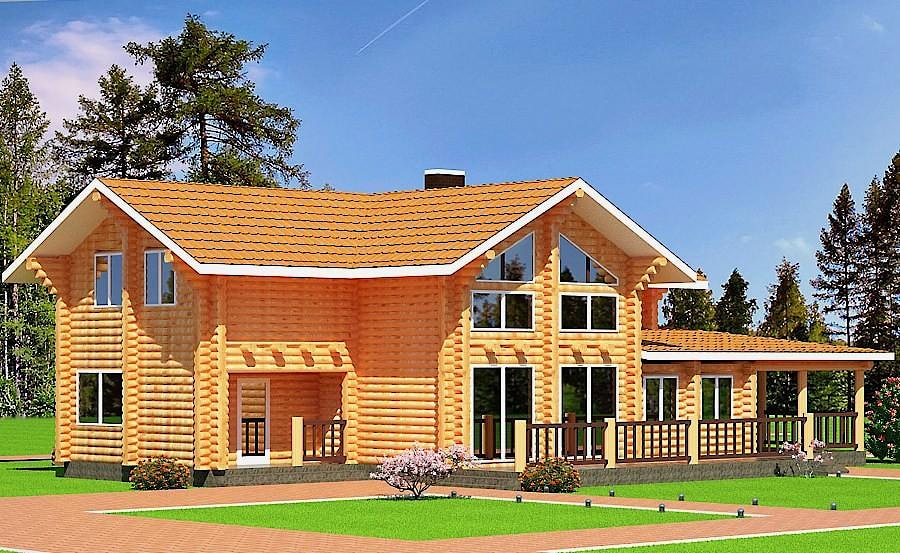 Двухэтажный дом "Дар" из клееного бруса с террасой 114 м² — цена дома ...