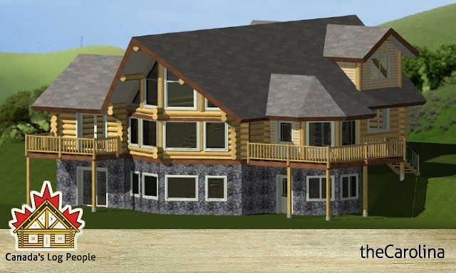Деревянный дом с мансардным этажом в канадском стиле из кедра ручная рубка (оцилиндрованное бревно). Проект «Дом 179»   