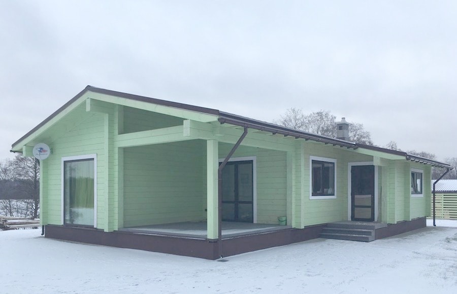 Зелёный деревянный дом из бруса, проект "Кузнечик" 162 м²  