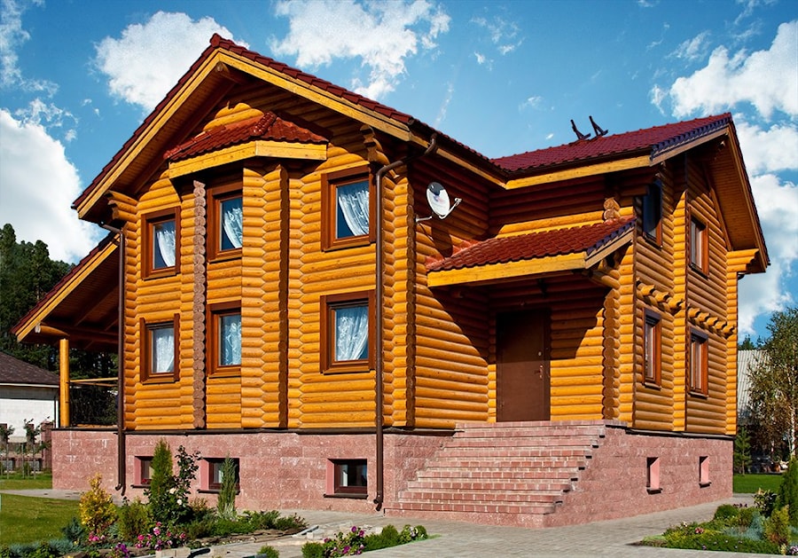 Деревянный дом из оцилиндрованного бревна «Усадьба», 194 м²   