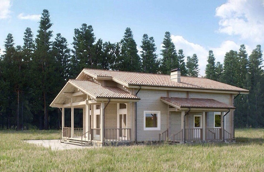 Деревянный дом с витражным остеклением, клееный брус, проект «Борисовский 2»   