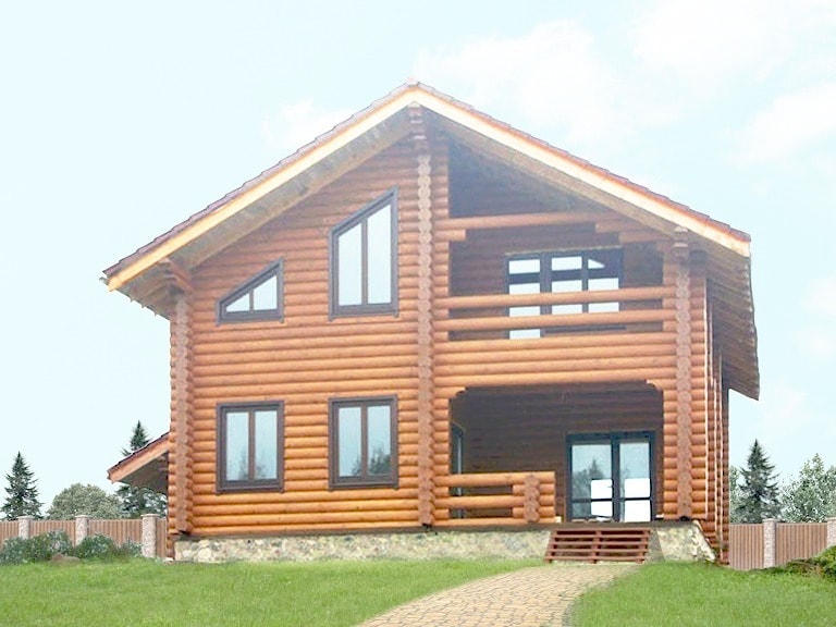 Деревянный дом из оцилиндрованного бревна "Хонкаталот", 172 м²  