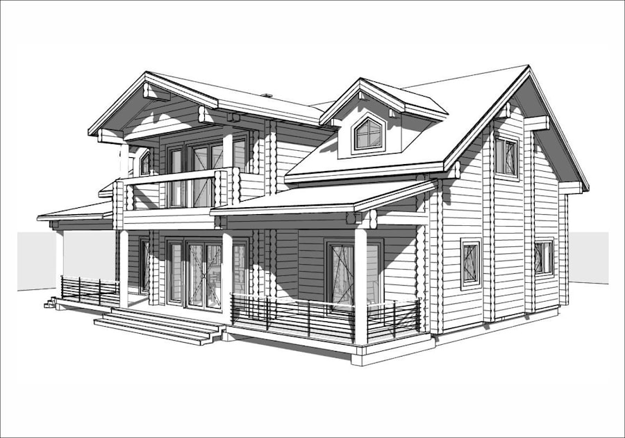 Двухэтажный деревянный дом, проект "Давид"   