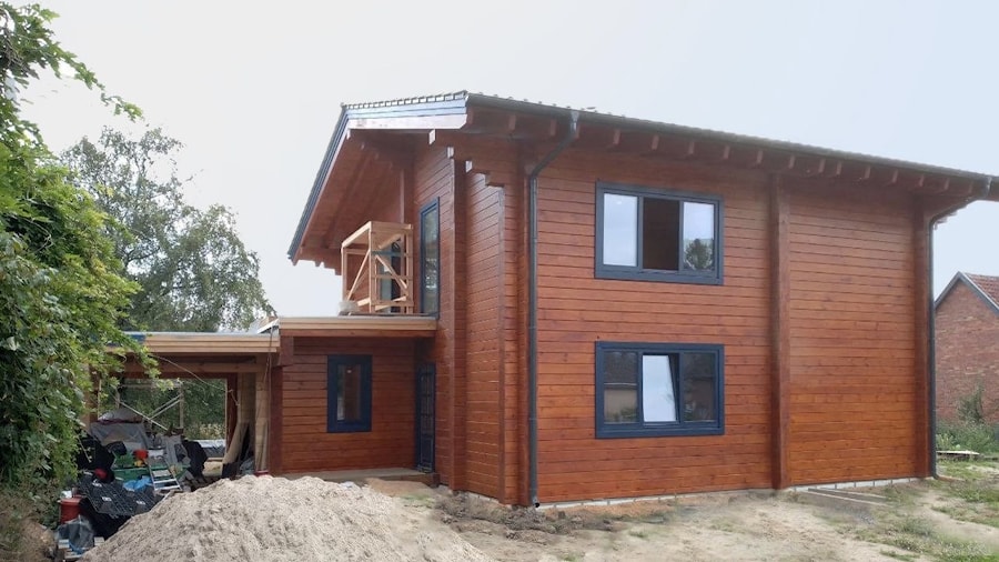 Видео таймплас, как построить деревянный дом в Германии, проект "Грюнке" от компании Archiline   