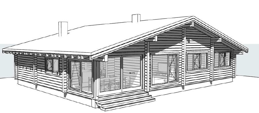[COPY-771-773] Деревянный дом из клееного бруса «Комфорт Квадро 148»   